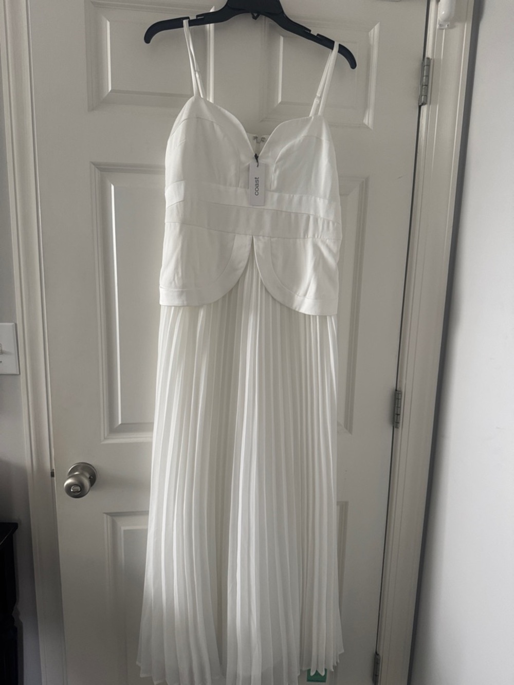 White Maxi Dress with Pleated Skirt